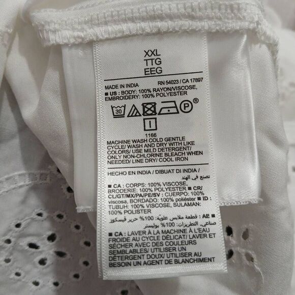 Old navy womens 2xl white puff sleeve eyelet top - Picture 7 of 8